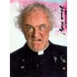 Frank Kelly signed 7x5 colour Father Ted photo. Slight dent to photo. Good condition. All autographs
