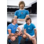 Football Autograph MANCHESTER CITY 12 x 8 photo Colorized, depicting a montage of images relating to