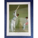 Sir Garfield Sobers signed 16 x 23 coloured limited edition Big Blue Tube print. Print shows