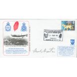 WW2 Flt Lt Mick Martin Signed RAF Lancaster Flown FDC with Stamps and Postmarks. Supporting