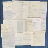 Superb TV and Entertainment Collection of 15 Signed Letters Some Handwritten Some Typed. Names in