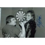 Football Autograph BOBBY GEORGE 12 x 8 photo B W, depicting two of the semi-finalists in the Embassy