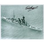 World War II Ted Briggs signed H. M. S Hood 10x8 black and white photo. Albert Edward Pryke Ted