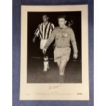 John Charles signed 16 x 23 black and white limited edition photo. Photo shows Charles leaving the