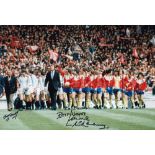 Football Autograph TOMMY DOCHERTY LAWRIE McMENEMY 12 x 8 photo Col, depicting Southampton manager