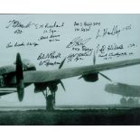 World War II Lancaster Multi signed 10 x 8 Black And White Photo. Signed by 11 Bomber Command