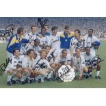 Football Autograph LEEDS UNITED 12 x 8 photo Col, depicting a superb image showing Leeds United