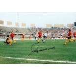 Football Autograph RAY WILKINS 12 x 8 photo Col, depicting Wilkins lofting the ball over Belgian