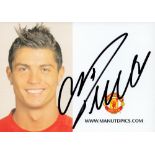 Cristiano Ronaldo signed 6x4 Man Utd colour promo photo. Good condition. All autographs come with