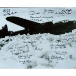 World War II Lancaster RAF multi signed 10x8 black and white photo includes 15 Bomber command