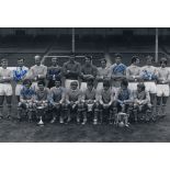 Football Autograph MANCHESTER CITY 12 x 8 photo B W, depicting Manchester City's squad of players