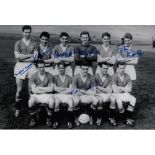 Football Autograph MAN UNITED 12 x 8 photo B W, depicting Man United's 1958 FA Cup Final team posing