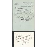 Pilot, Bill Bedford signature collection including a signed card, an ALS and its original mailing