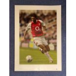Robert Pires Arsenal signed 16 x 23 coloured limited edition big blue tube print. Print shows player
