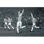 Football Autograph TOMMY GEMMELL 12 x 8 photo B W, depicting the Celtic full-back running away in