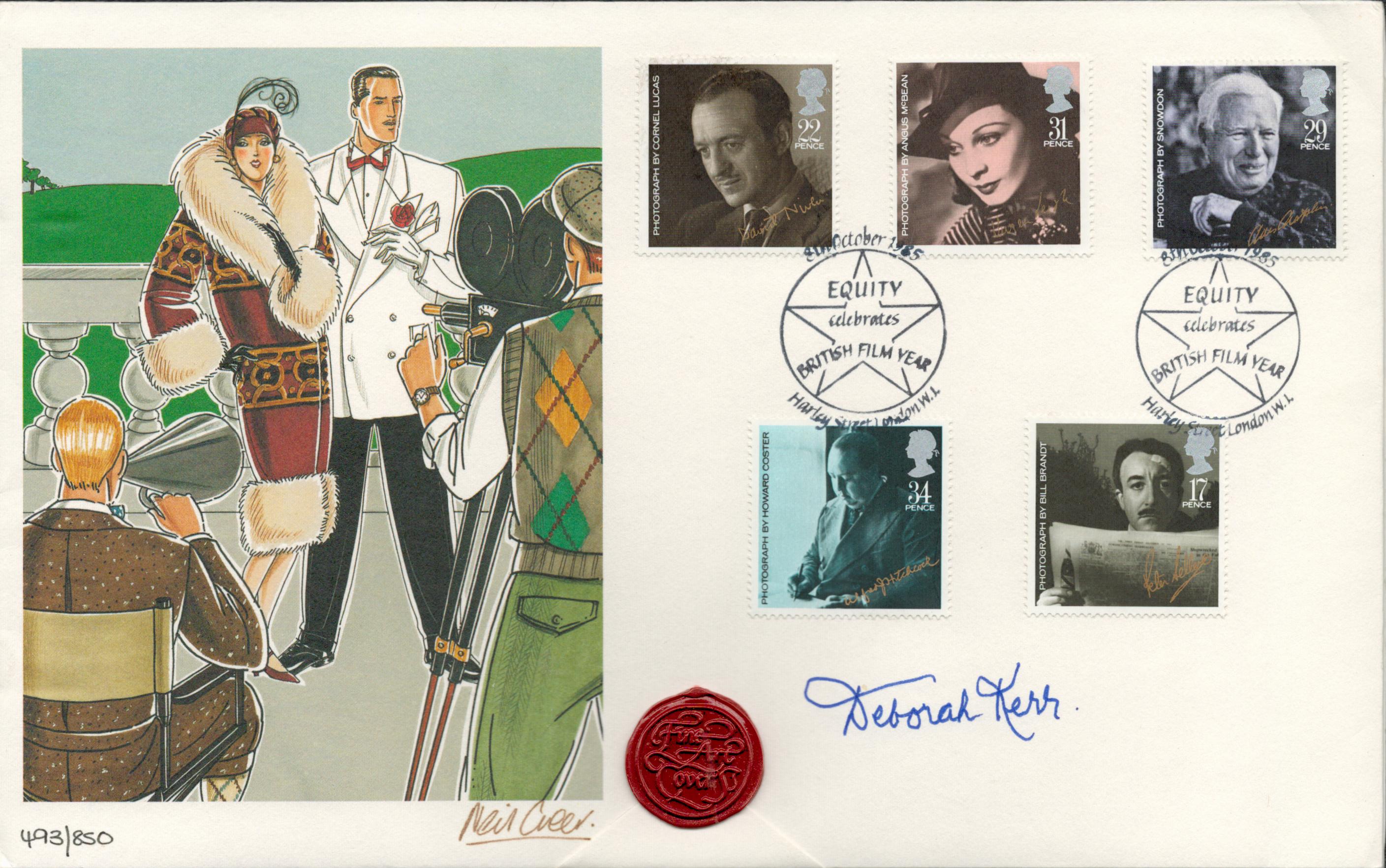 Deborah Kerr signed 1985 Films FDC also signed by the cover artist. Good condition. All autographs