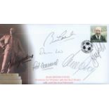 Football Legends multiple signed Internetstamps 2009 Matt Busby cover. Signed by Bobby Charlton,