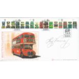 Reg Varney signed Internetstamps official 2001 Buses official FDC. Good condition. All autographs
