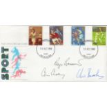 Four Minute Mile Team Signed 1980 sport FDC. Signed by Roger Bannister, Chris Brasher and Chris