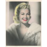 Betty Grable signed 10x8 colourised vintage photo. Dedicated, (December 18, 1916 - July 2, 1973) was