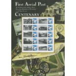 Air Marshal Sir Ian MacFadyen signed First Aerial post stamp sheet. £10 of mint stamps. Good
