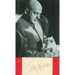 Telly Savalas signed 6x3 album page and 10x8 black and white colour photo pictured as Blofield in