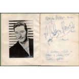 Vintage 1950s film star signed book from the Savoy Hotel in London. Signatures inside include Gracie