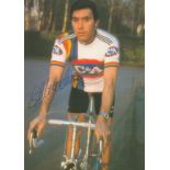 Eddy Merckx, a signed 6x4 photo postcard. A legendary road and track bicycle racer who is among