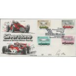 Stirling Moss signed Silverstone Home of British Motor Racing FDC. 13/10/1982 Towcester postmark.