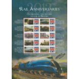 Carole Cuneo signed Rail anniversaries stamp sheet. £10 of mint stamps. Good condition. All