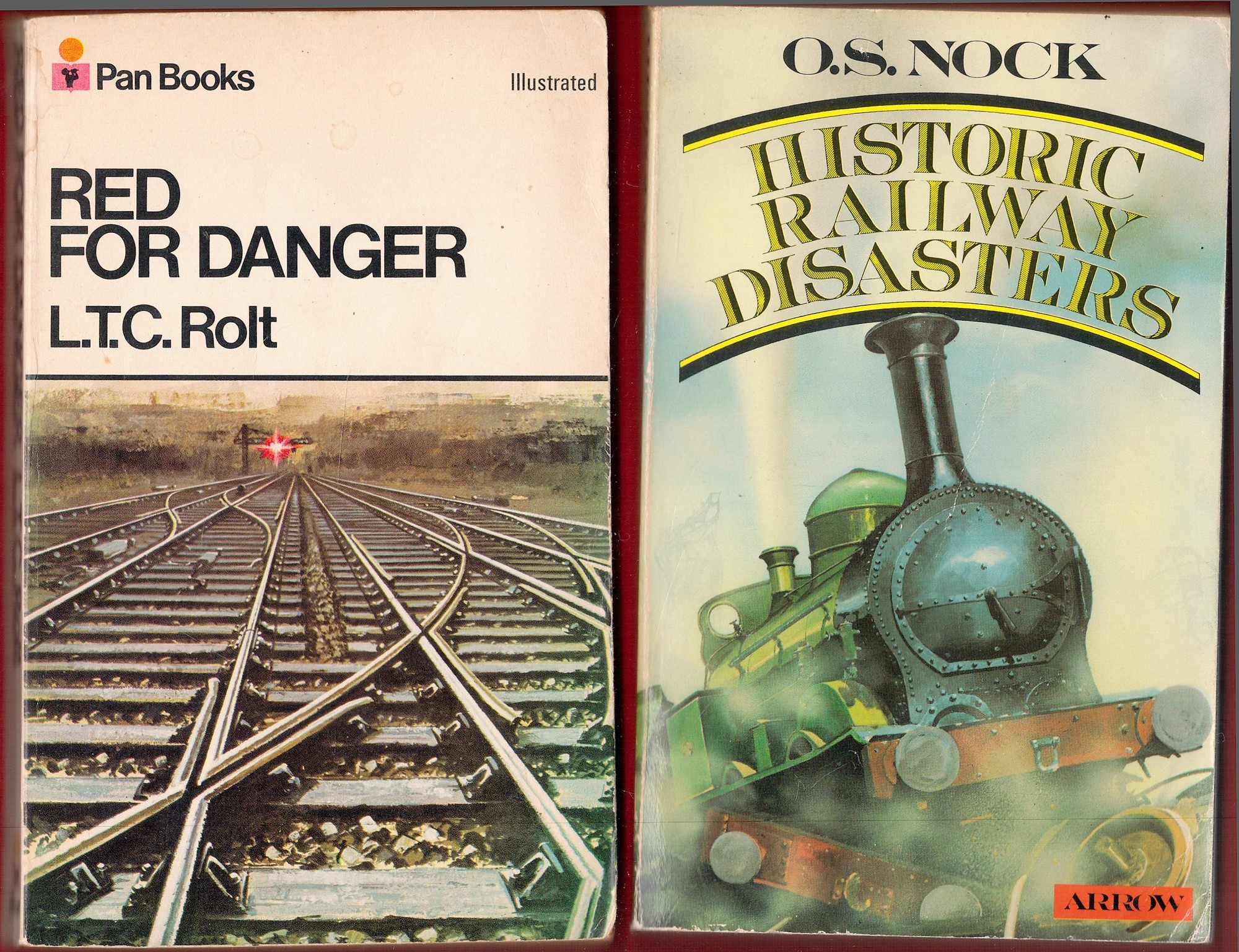 2 Books Red for Danger L T C Rolt and Historic Railway Disasters O S Nock Softback Books 1966