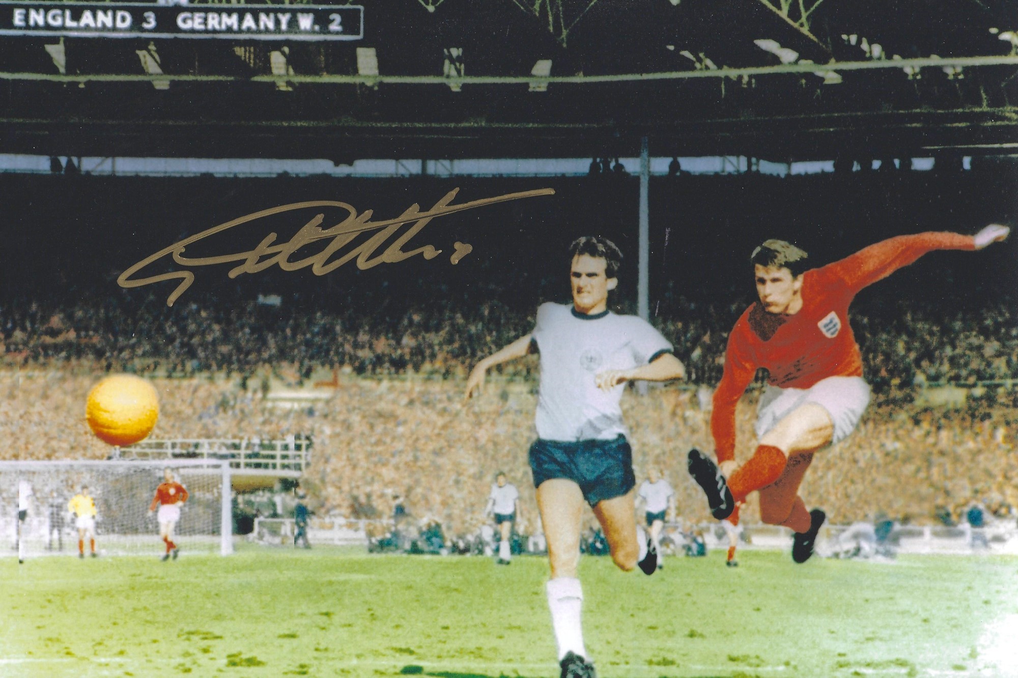 Football Icon Sir Geoff Hurst Signed 10x8 Colour Photo. Signed in gold ink. Good Signature. Good