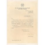 HM Queen Elizabeth II AIDE signed manual order of the Hospital of St John of Jerusalem. A formal