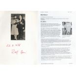 Rolf Bossi signed 12x8 card with 6x3 black and white photo attached, Comes with Wikipedia page. Good