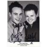 Ant & Dec, Top TV Hosts, 8x6 inch Signed Photo. Good condition. All autographs come with a