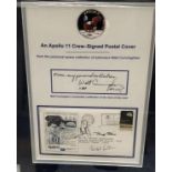 Apollo 11 signed autograph display. Astronauts, Neil Armstrong, Buzz Aldrin and Michael Collins