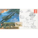 RAF 10 Signed 60th Anniversary of the Dams Raid Flown First Day Cover. Signatures include Wg Cdr