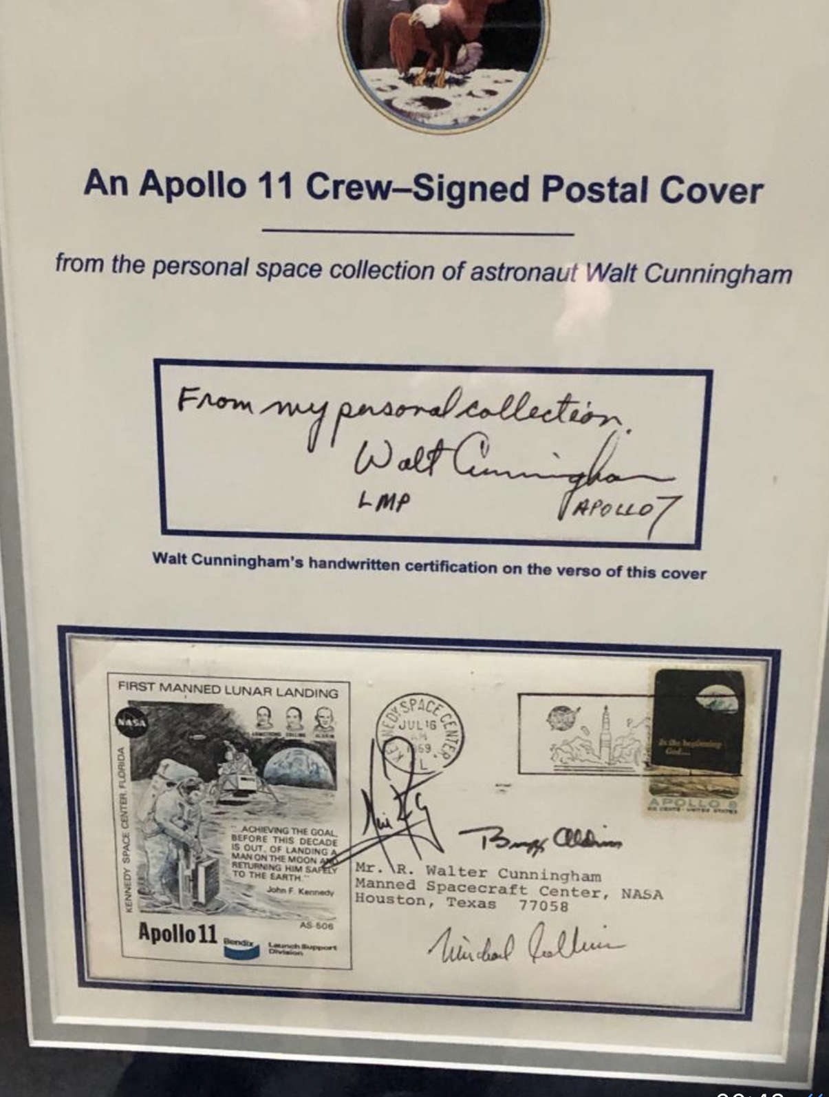 Apollo 11 signed autograph display. Astronauts, Neil Armstrong, Buzz Aldrin and Michael Collins - Image 3 of 4