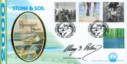 Athletics Dame Mary Peters signed July Stone and Soil 2000 commemorative FDC double PM Stone and