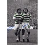 Autographed CELTIC 12 x 8 photo - Colz, depicting LOU MACARI celebrating with team mate JOHN DIXIE