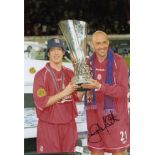 Autographed GARY McALLISTER 12 x 8 photo - Col, depicting McAllister and his Liverpool team mate