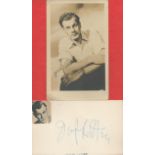 Joseph Cotton signed 6x4 album page and vintage black and white post card photo. Good condition. All