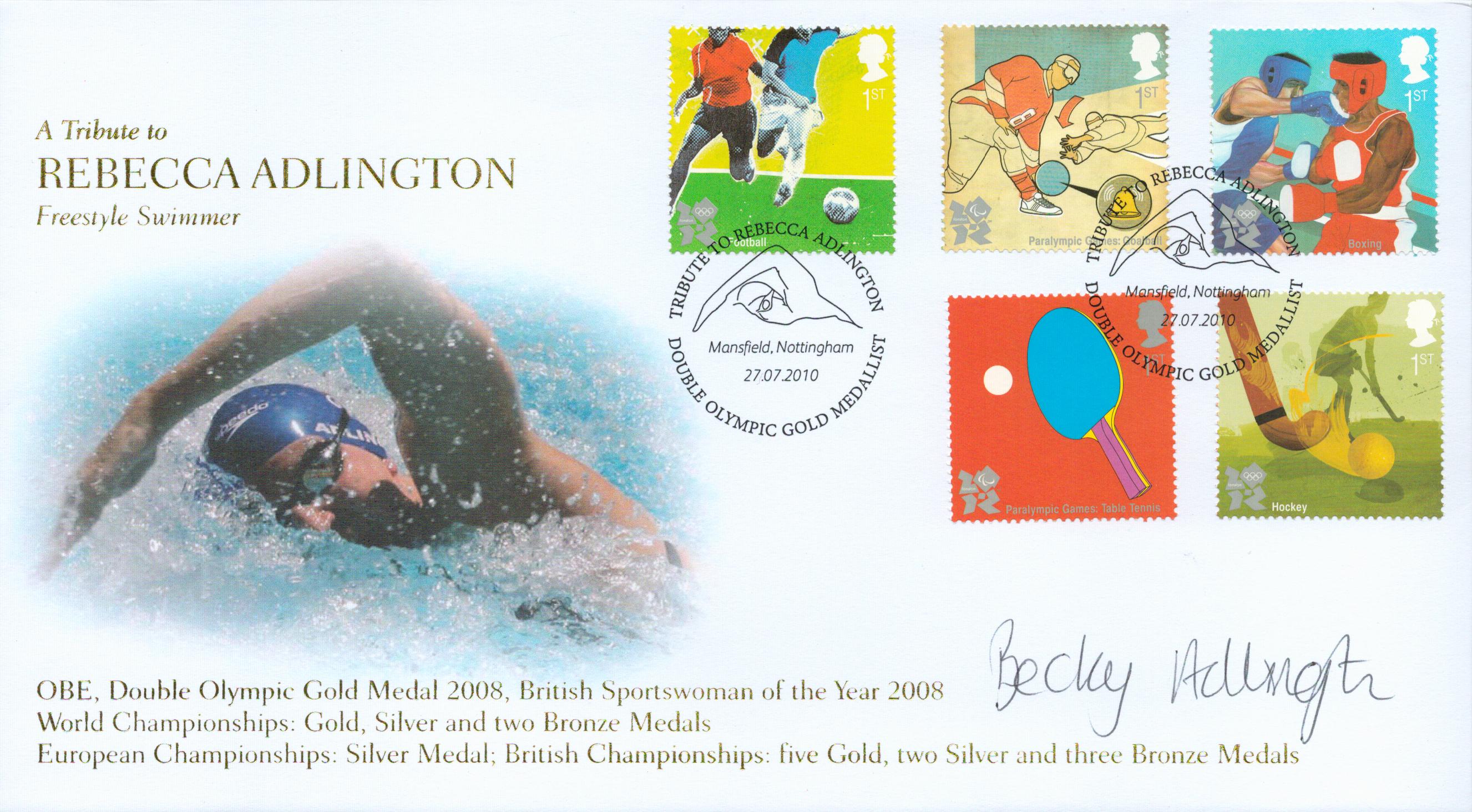 Olympics Rebecca Adlington signed A Tribute to Rebecca Adlington Freestyle Swimmer commemorative FDC