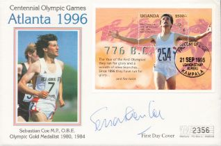 Olympics Sebastian Coe signed Centennial Games Atlanta 1996 commemorative FDC PM 21 Sep 1995