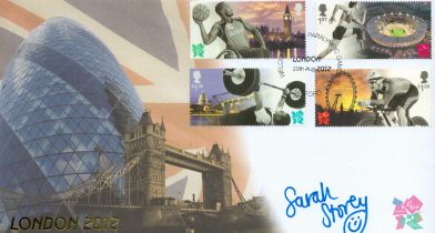 Olympics Dame Sarah Storey signed London 2012 commemorative FDC PM Welcome to the Paralympic Games