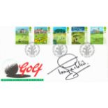 Golf Tony Jacklin signed Golf Royal Mail FDC Triple PM British Philatelic Bureau Edinburgh 5 July