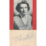 Deborah Kerr signed 6x4 album page and black and white post card photo. Good condition. All