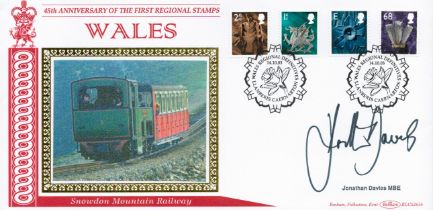 Rugby Jonathan Edwards signed 45th Anniversary of the First Regional Stamps Wales FDC double PM