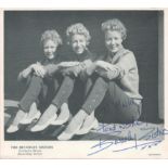 The Beverley Sisters Signed 6x5 inch Black and White Photo. Signed in Blue ink. Good condition.