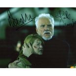 Halloween horror movie 8x10 photo signed by Scout Taylor-Thompson and Malcolm McDowell. Good